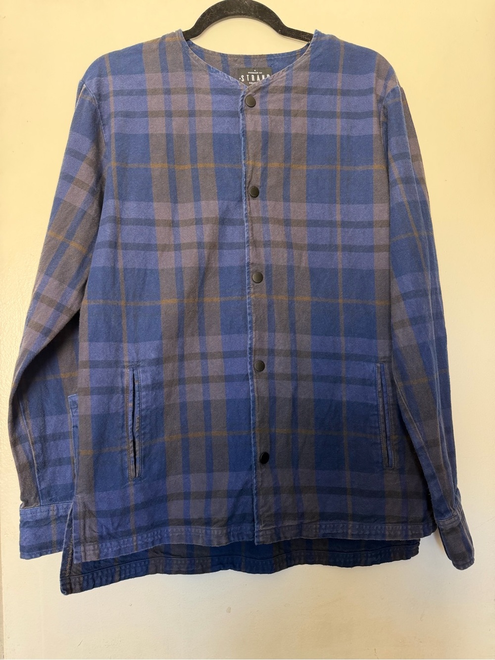 Product of Strand California Blue Plaid Snap Front Cotton jacket